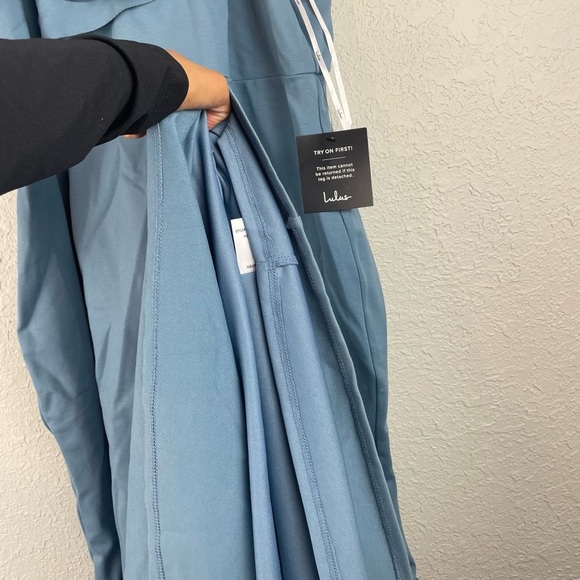 Lulus Margaux One shoulder maxi dress in slate NEW - Picture 13 of 16